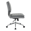 Armless Mid Back Manager's Faux Leather Chair in Charcoal with Chrome Base