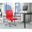 Armless Mid Back Manager's Faux Leather Chair in Red with Chrome Base