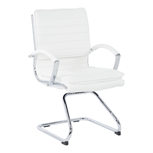 office star guest faux leather chair in white with chrome base