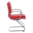 Office Star Guest Faux Leather Chair in Red with Chrome Base