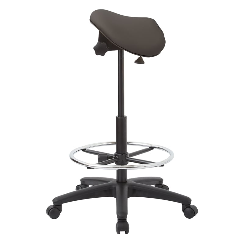 Pneumatic Backless Drafting Chair  Adjustable Foot Ring Gray Polyurethane Fabric