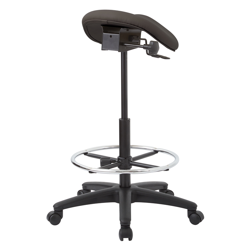 Pneumatic Backless Drafting Chair  Adjustable Foot Ring Gray Polyurethane Fabric