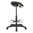 Pneumatic Backless Drafting Chair  Adjustable Foot Ring Gray Polyurethane Fabric