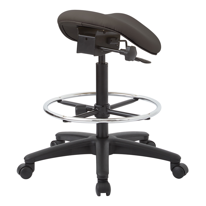 Pneumatic Backless Drafting Chair  Adjustable Foot Ring Gray Polyurethane Fabric