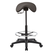 Pneumatic Backless Drafting Chair  Adjustable Foot Ring Gray Polyurethane Fabric