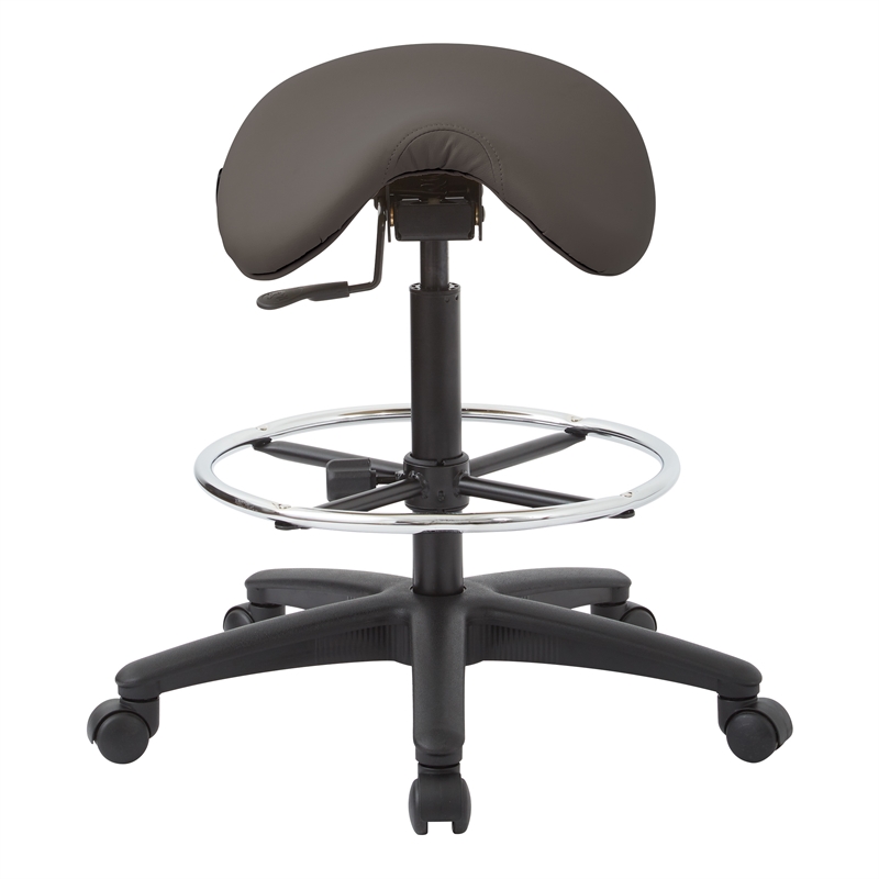 Pneumatic Backless Drafting Chair  Adjustable Foot Ring Gray Polyurethane Fabric