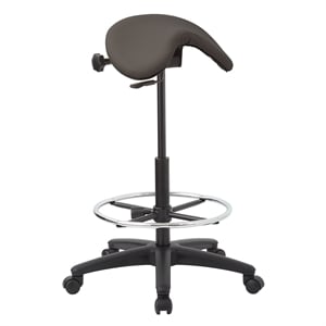 pneumatic backless drafting chair  adjustable foot ring gray polyurethane fabric