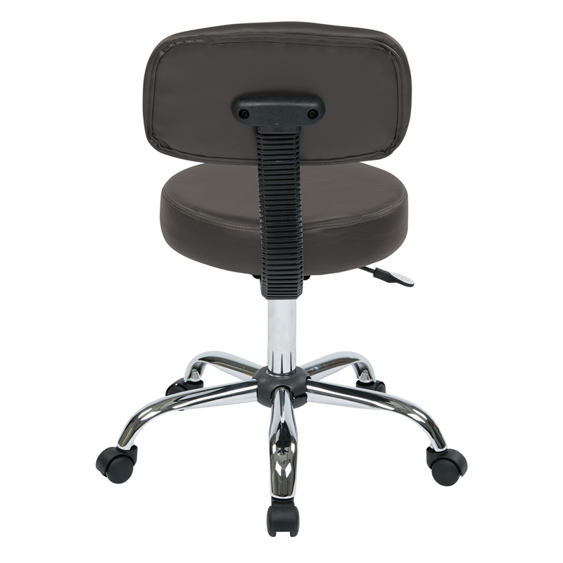 Pneumatic Drafting Chair in Gray Vinyl with Heavy Duty Chrome Base