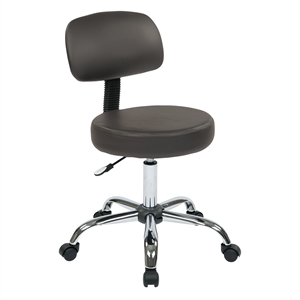 Pneumatic Drafting Chair in Gray Vinyl with Heavy Duty Chrome Base