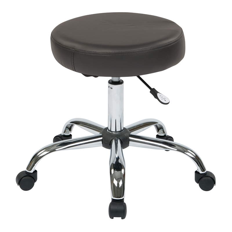 Pneumatic Backless Drafting Chair with Dillon Gray Vinyl Seat