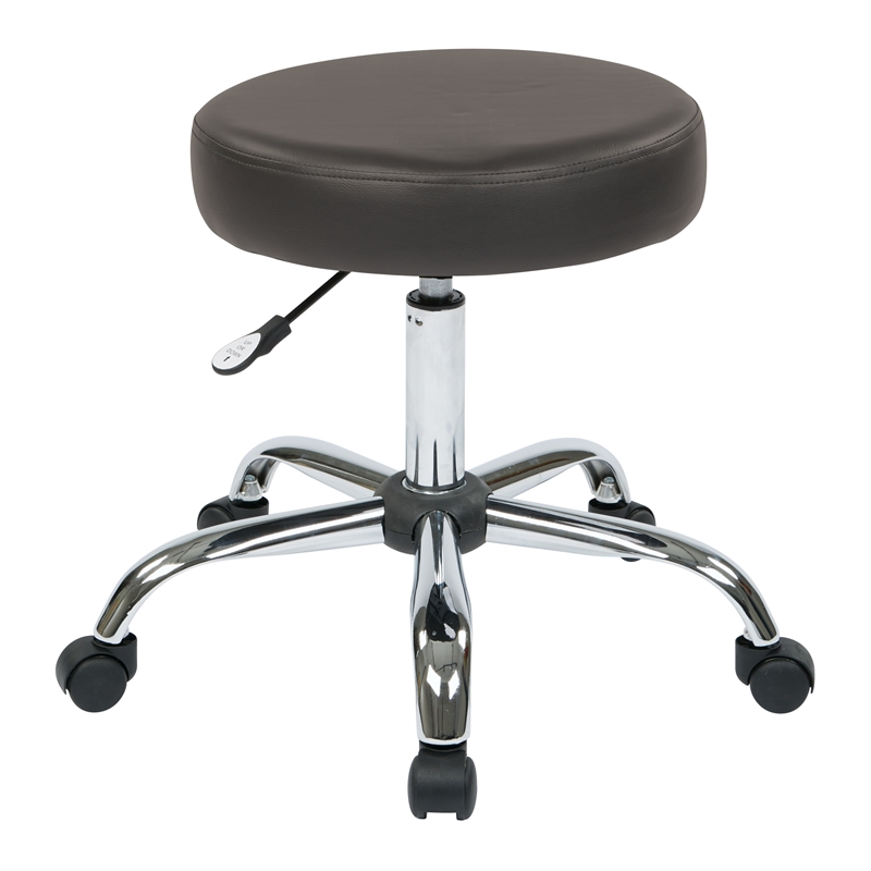 Pneumatic Backless Drafting Chair with Dillon Gray Vinyl Seat