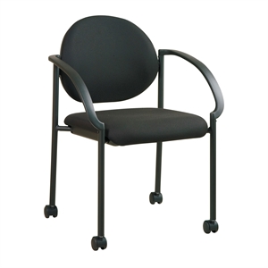 Black Padded Fabric Seat and Back Stack Chairs with Casters and Arms