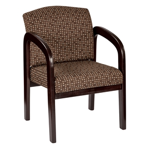 Office Star Visitor's Chair in Cocoa Fabric with Mahogany Finish Wood