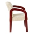Visitor's Chair in Cream Fabric with Cherry Finish Wood and Thick Padded Seat