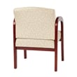 Visitor's Chair in Cream Fabric with Cherry Finish Wood and Thick Padded Seat