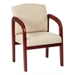 Visitor's Chair in Cream Fabric with Cherry Finish Wood and Thick Padded Seat