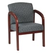 Visitor's Chair in Ash Fabric with Cherry Finish Wood and Thick Padded Seat