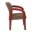 Visitor's Chair in Cocoa Fabric with Cherry Finish Wood and Thick Padded Seat