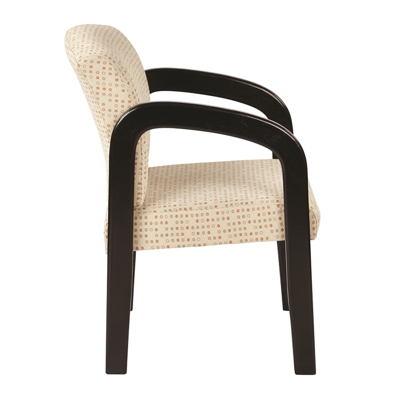 Office Star Guest Chair in Luna Cream Faux Leather with Espresso Finish Leg