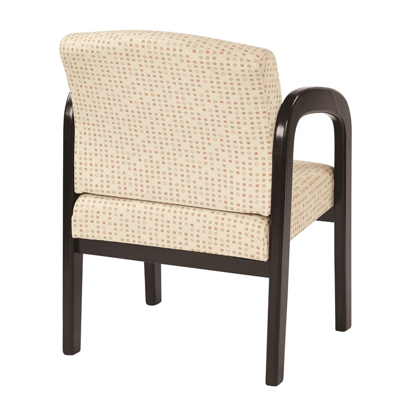 Office Star Guest Chair in Luna Cream Faux Leather with Espresso Finish Leg