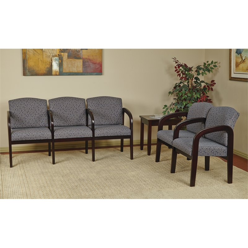 Office Star Guest Chair in Ash Faux Leather with Espresso Finish Leg