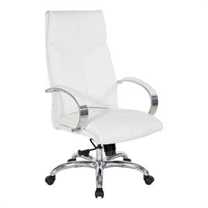Deluxe High Back Executive Chair in White Dillon Snow Faux Leather