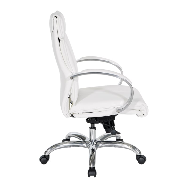 Deluxe Mid Back Executive Chair in White Dillon Snow Faux Leather