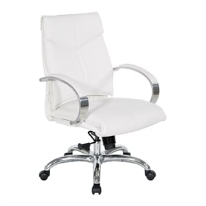 Deluxe Mid Back Executive Chair in White Dillon Snow Faux Leather