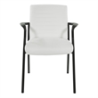 Guest Chair in White Faux Leather with Black Frame