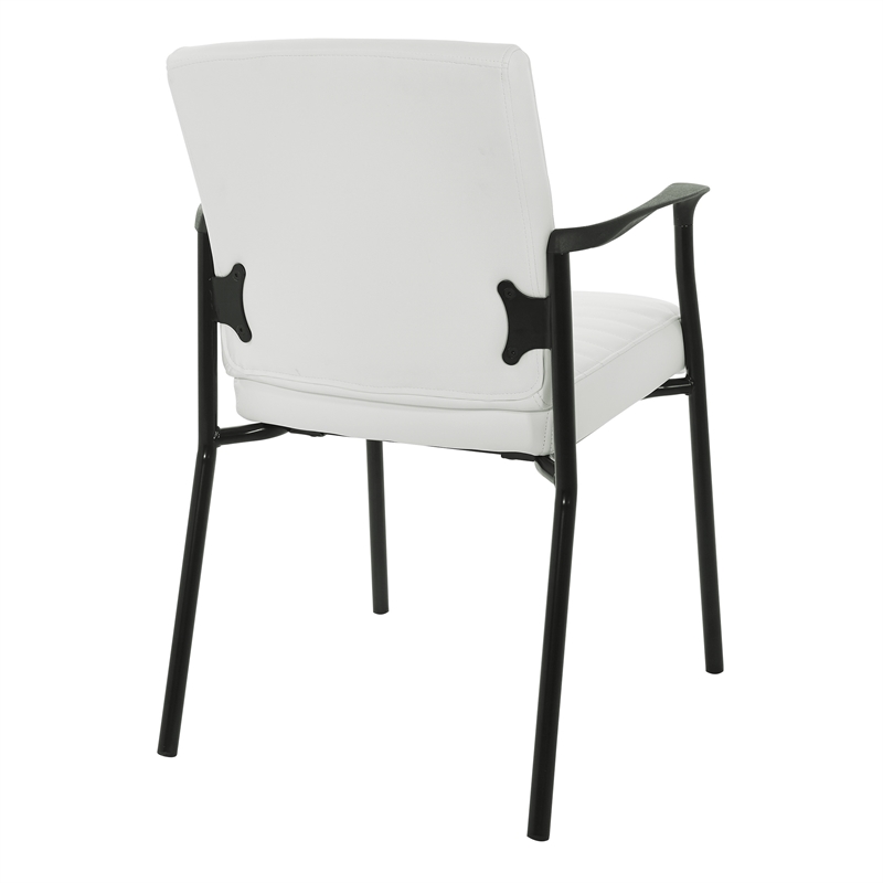 Guest Chair in White Faux Leather with Black Frame