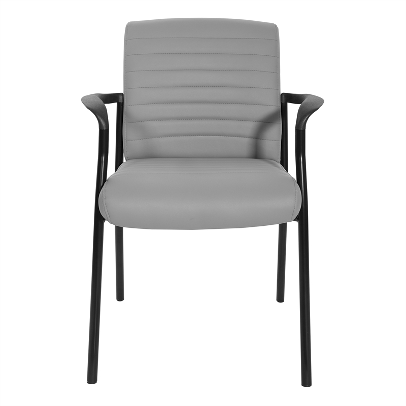 Guest Chair in Charcoal Gray Faux Leather with Black Frame