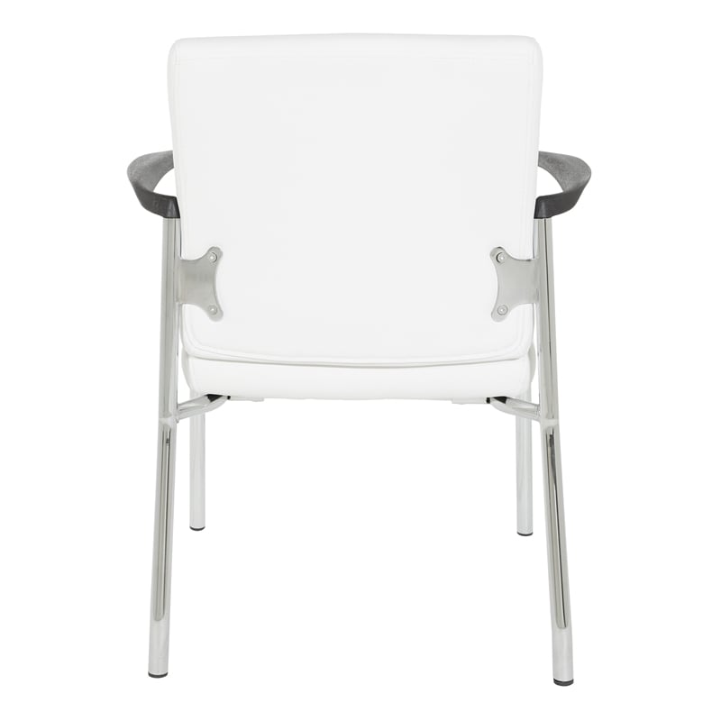 Guest Chair in White Faux Leather with Chrome Frame