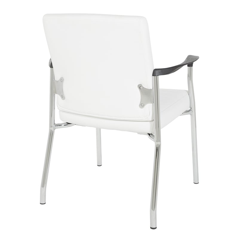 Guest Chair in White Faux Leather with Chrome Frame