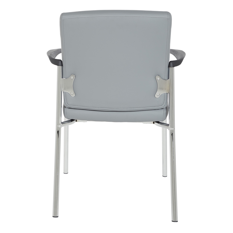 Guest Chair in Charcoal Gray Faux Leather with Chrome Frame