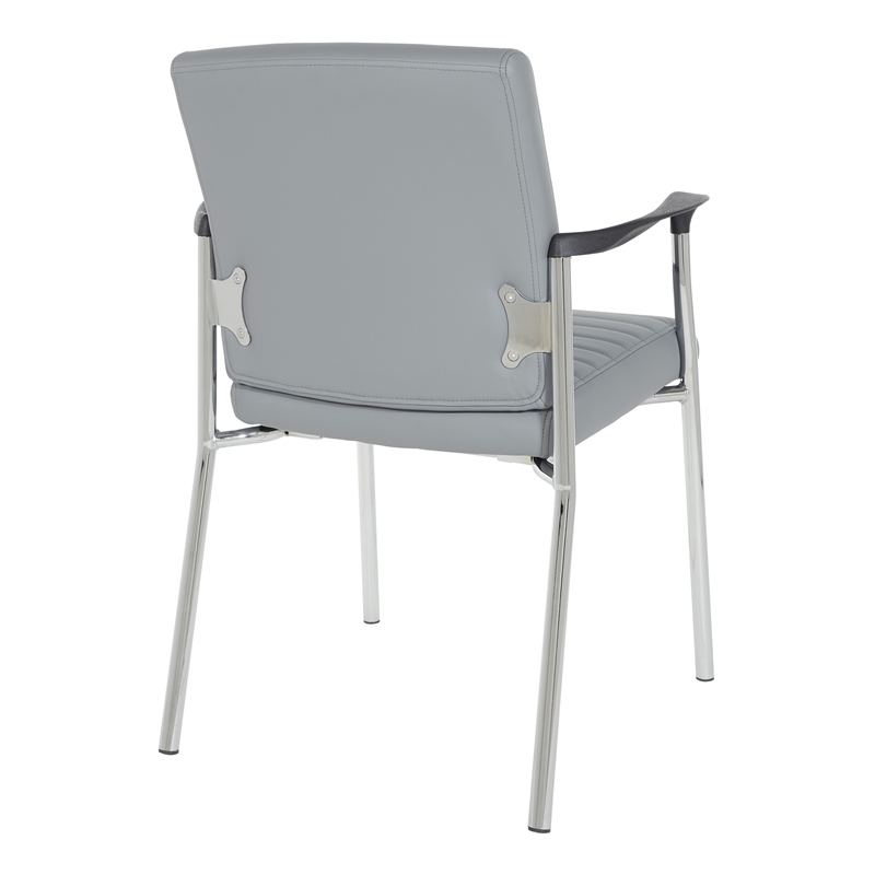 Guest Chair in Charcoal Gray Faux Leather with Chrome Frame