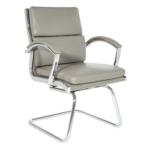 mid-back visitor's chair in smoke gray faux leather in chrome finish base