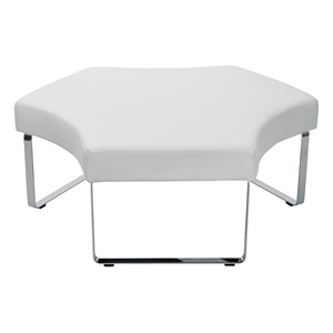 meetup lounge module with chrome legs in white dillon fabric