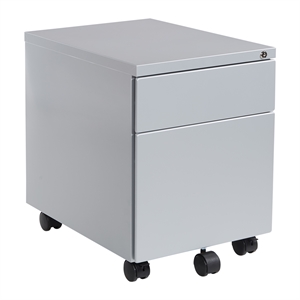 Silver 22&quot Deep Metal Mobile Box/File Pedestal