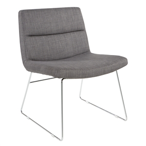 Thompson Chair in Charcoal Fabric with Chrome Sled Base