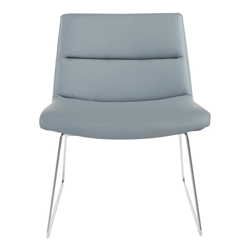 Thompson Chair in Charcoal Gray Faux Leather with Chrome Sled Base