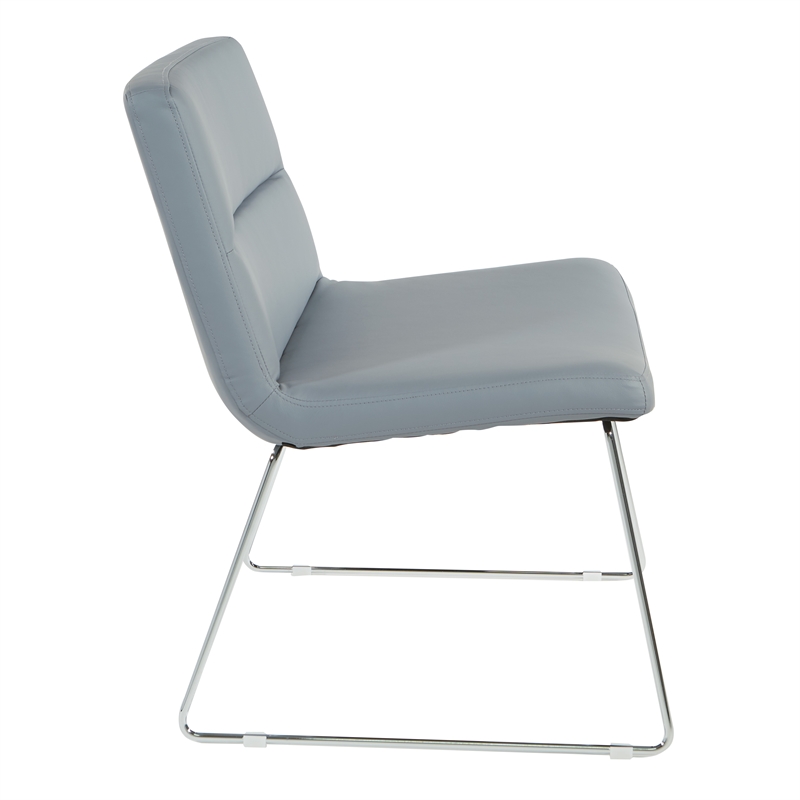 Thompson Chair in Charcoal Gray Faux Leather with Chrome Sled Base