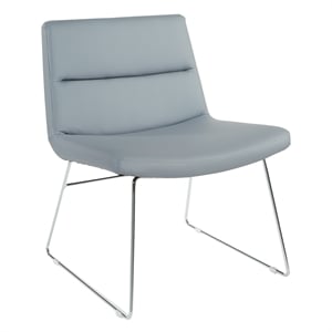 Thompson Chair in Charcoal Gray Faux Leather with Chrome Sled Base