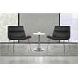 Thompson Chair in Black Faux Leather with Chrome Sled Base