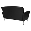 Mid Century Loveseat in Dillon Black Bonded Leather with Chrome Legs