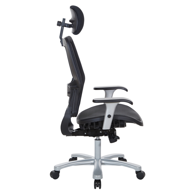 Air Grid Big & Tall Ergonomic Chair with Adjustable Headrest in Black Fabric