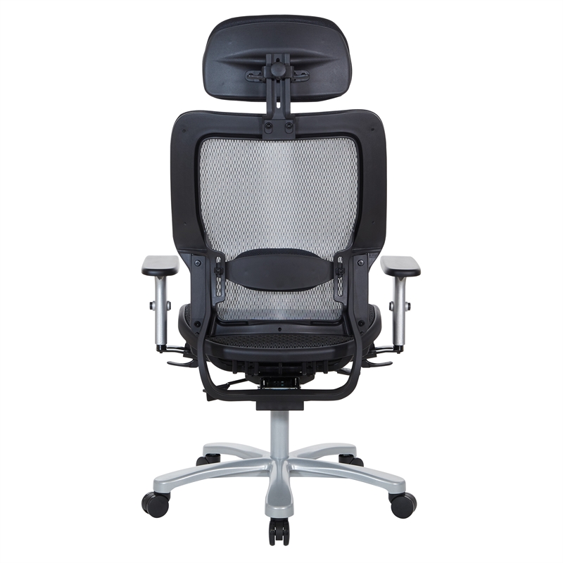 Air Grid Big & Tall Ergonomic Chair with Adjustable Headrest in Black Fabric