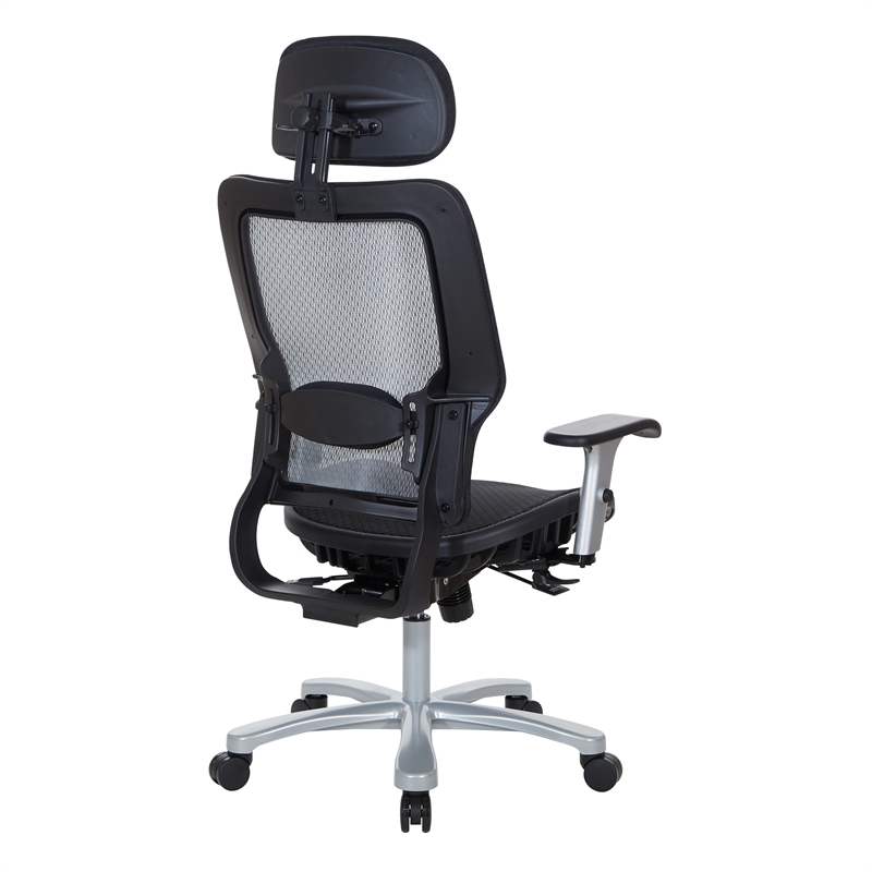 Air Grid Big & Tall Ergonomic Chair with Adjustable Headrest in Black Fabric
