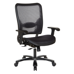 Air Grid Big & Tall Ergonomic Chair with 2-Way Adjustable Arms in Black Fabric