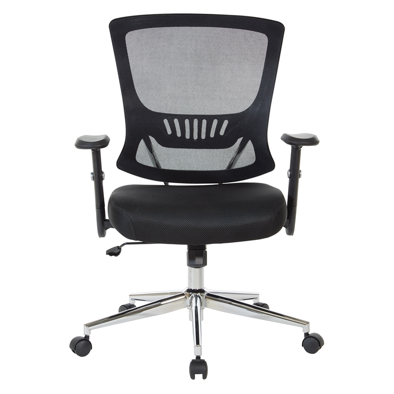 Mesh Back & Seat Locking Tilt Task Chair with Chrome Base in Black Fabric