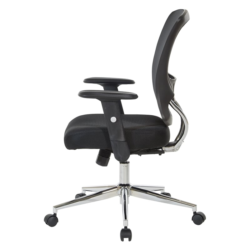 Mesh Back & Seat Locking Tilt Task Chair with Chrome Base in Black Fabric